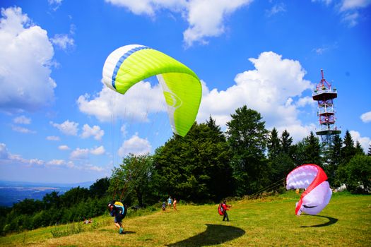 paragliding on a sunny day