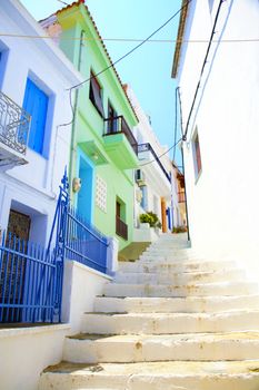 Narrow streets of Skopelos town, Greece