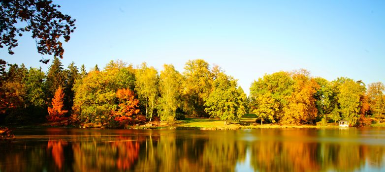 Autumn in Stirin Castle Park near Prague, Czech Republic