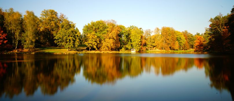 Autumn in Stirin Castle Park near Prague, Czech Republic