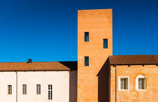 Novara - December 2017, Piemonte, Italy: Building of the Novara Castle museum (Castello Visconteo Sforzesco)