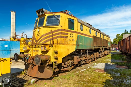 Ljubljana - September 2019, Slovenia: An old locomotive in The Slovenian Railway Museum