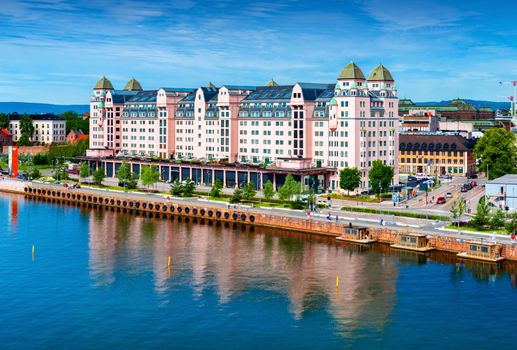 Oslo - June 2019, Norway: Building of "The Yellow Pages" (Gule Sider), one of the major architecture landmarks in Oslo