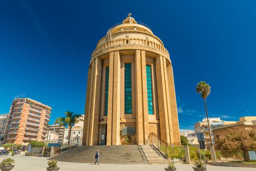 Syracuse - April 2019, Sicily, Italy: View of The Pantheon building (Chiesa di San Tommaso al Pantheon) and The Pantheon Square