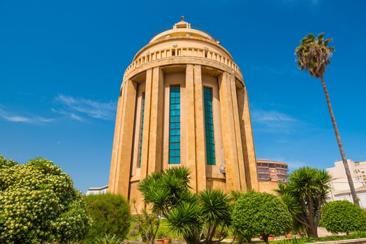 Syracuse - April 2019, Sicily, Italy: View of The Pantheon building (Chiesa di San Tommaso al Pantheon) with blue sky on the background. Popular landmark of the city