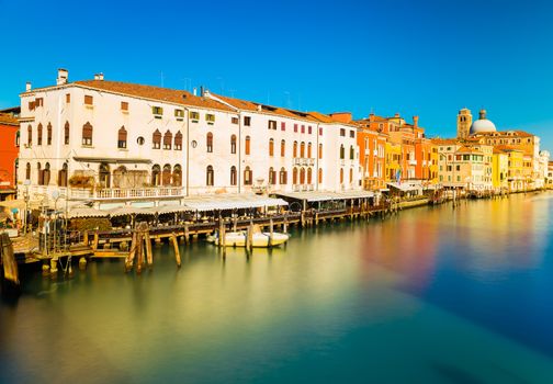 Venice - January 2017, Veneto region, Italy: View of Grand Canal in Venice, long exposure photography