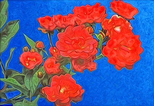 Oil Painting of the beautiful flowers