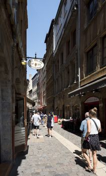 Street Saint Jean in Summer, Lyon, France
