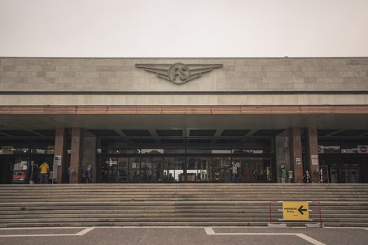 Railway station building in Venice in Italy during a cloudy day