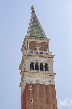 Saint Mark bell tower detail in Venice in Italy