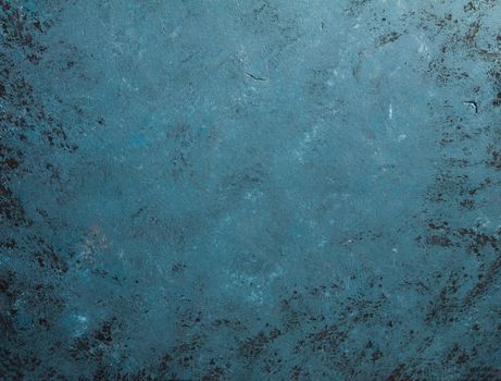 retro stone Concrete blue gray background with old absolete scuffs and black splashes. Grungy paint Textured floor or wall cement texture in the grunge style. Space for text