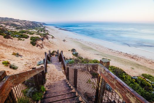 The idyllic Number Sixteen Beach at sunrise in Rye, Victoria, Australia