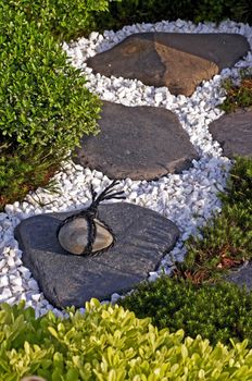 Detail in the Japanese Zen garden with stones