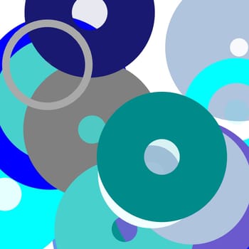 Abstract minimalist grey blue illustration with circles useful as a background