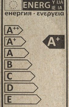 European Union energy label with energy efficiency classes