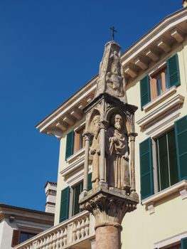 ancient medieval wayside shrine in Verona, Italy