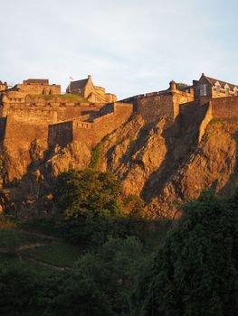 Edinburgh castle on the Castle Rock at sunset