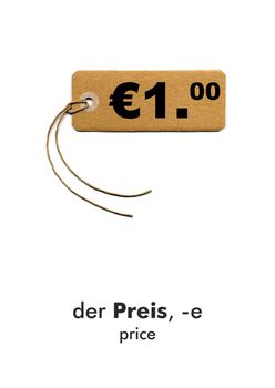 German word card: der Preis (price)
