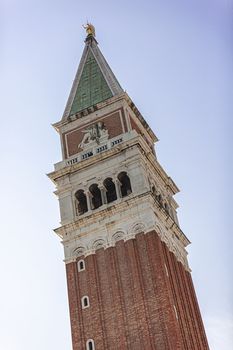 Saint Mark bell tower detail in Venice in Italy