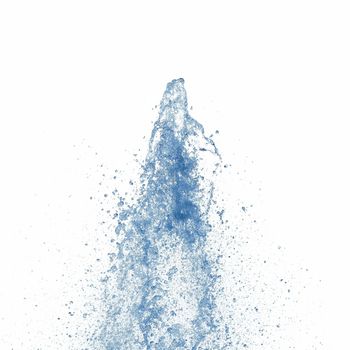 blue water jet splash over white background