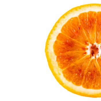 Half orange slice isolated on white