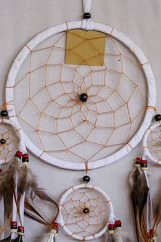 Real native dream catcher on pure white background.