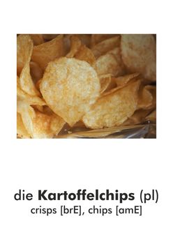 German word card: die Kartoffelchips (crisps)