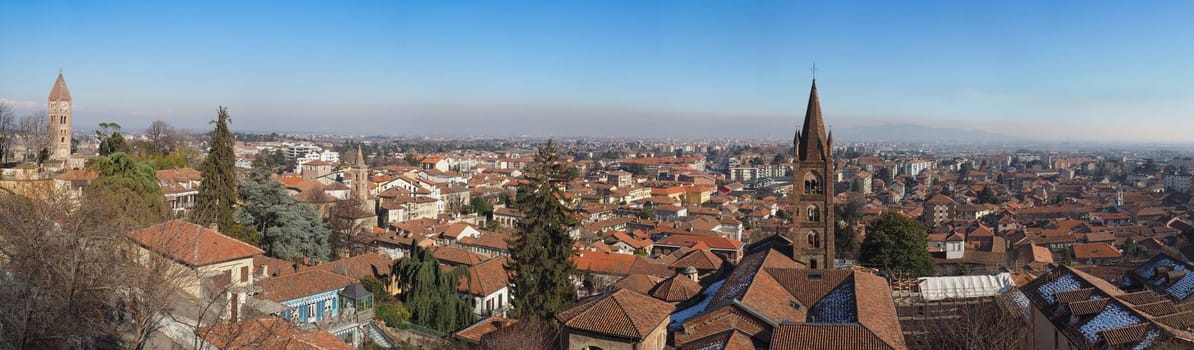 Aerial view of the city of Rivoli, Italy