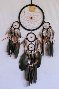 Real native dream catcher on pure white background.