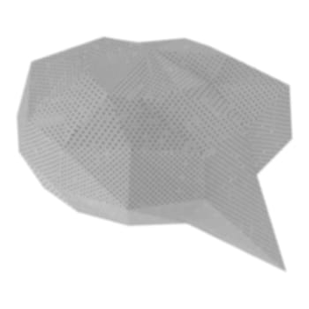blurred low poly geometric speech bubble on white background
