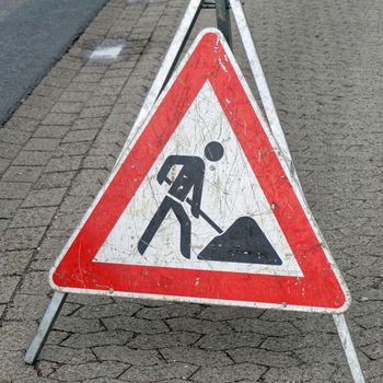 Information sign and warning of a construction site, germany