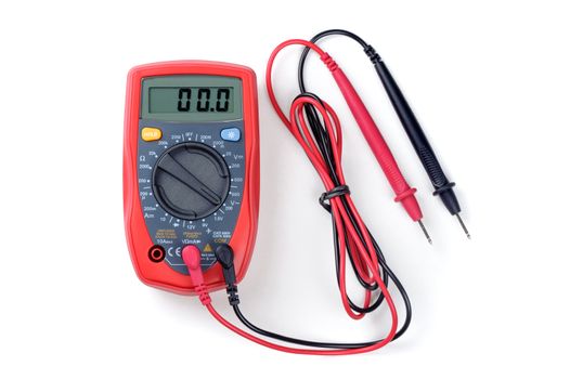 digital multimeter or multitester or Volt-Ohm meter, an electronic measuring instrument that combines several measurement functions in one unit.