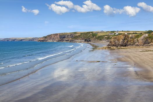 Little Haven and Broadhaven beach coastline travel destinations in Pembrokeshire Wales UK empty with no people