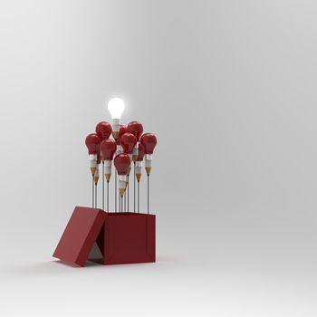 drawing idea pencil and light bulb concept outside the box as creative and leadership concept

