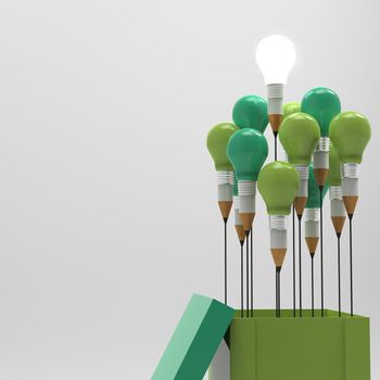 drawing idea pencil and light bulb concept outside the box as creative and leadership concept

