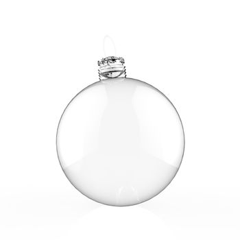 Empty 3d Christmas ornament on white background