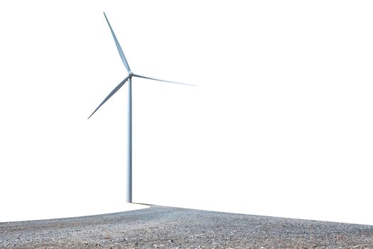 
Wind turbine power on white background