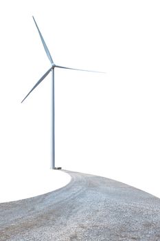 Wind turbine power on white background