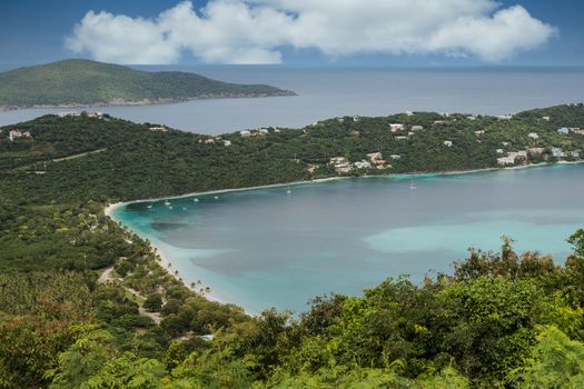 View of beatiful Megans Bay beach on St Thomas in the Caribbean