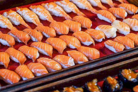 sushi on the stall in market