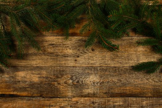 Christmas background with wooden background, pin, christmas balls, flat Design