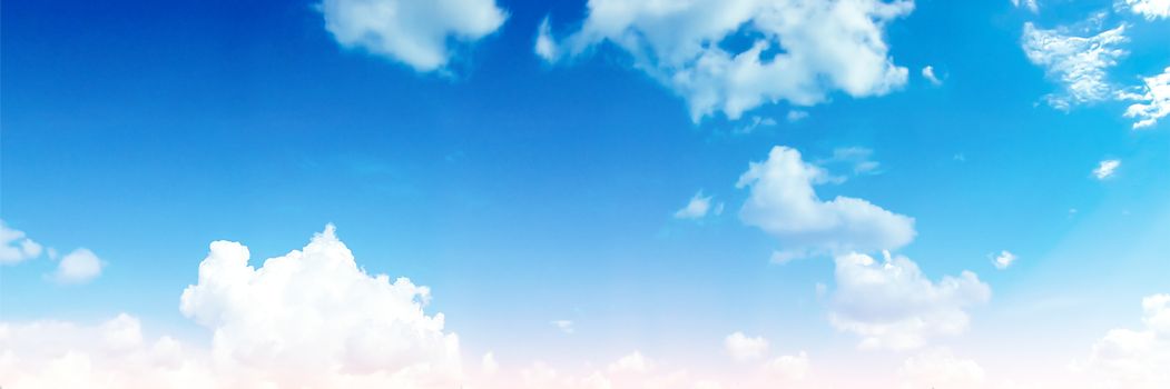 Panorama heap blue blur cloud sky and sunshine background