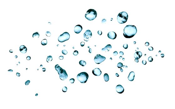 Nice abstract blue water drops on white background