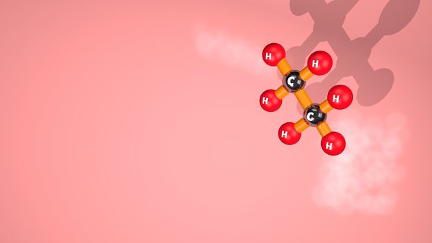 3d illustration of molecule model. Science background with chemical formulas against colored background