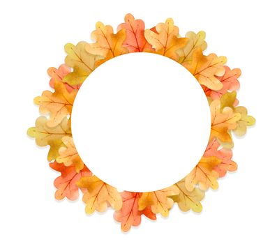 frame of leaves in autumn concept  isolated on white background. Flat lay, top view, copy space.