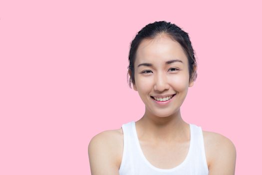 beautiful young woman on a white background, beauty concept.