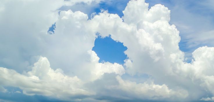 the hole of donut cloud sky and heaven sunshine a day and blue sky background