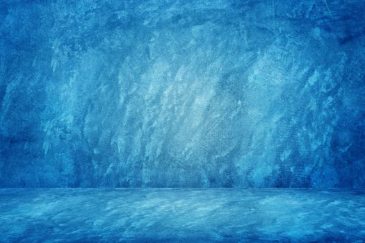 blue grunge texture cement or concrete wall banner, blank  studio background