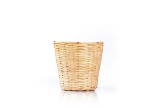 bamboo basket isolated on white background 