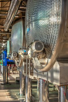 Shabo, Ukraine 09.29.2019. Modern equipment for the production of wine in the Shabo winery, Odessa region, Ukraine